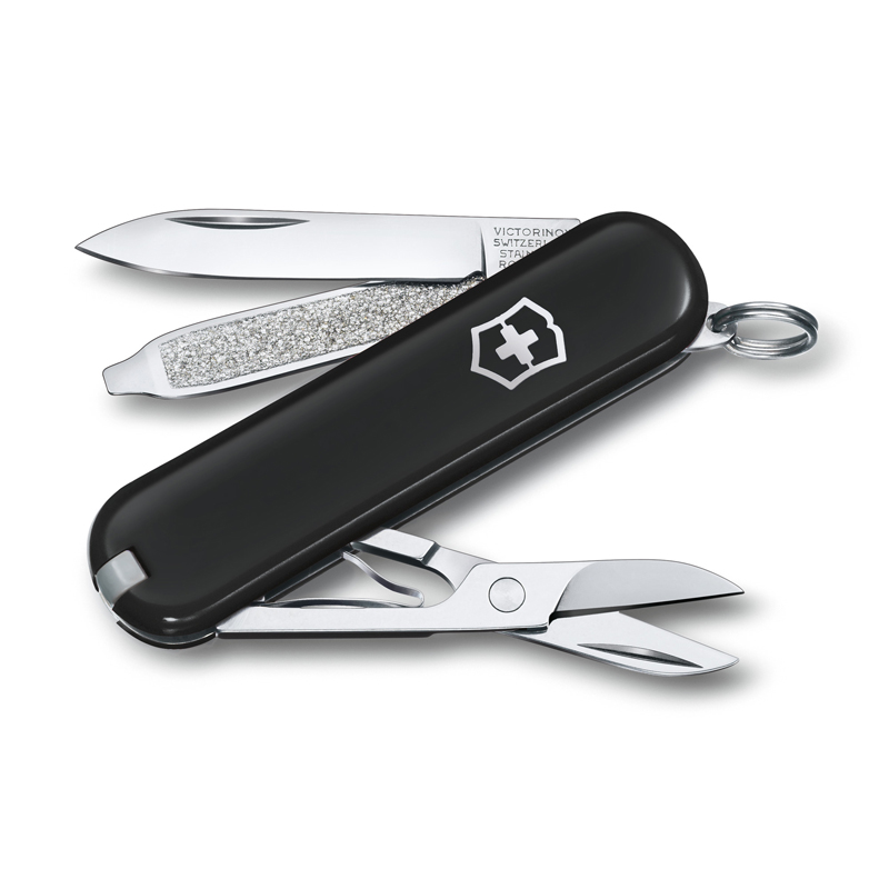 Нож-брелок Victorinox Classic, 58 мм, 7 функций, черный Dark Illusion