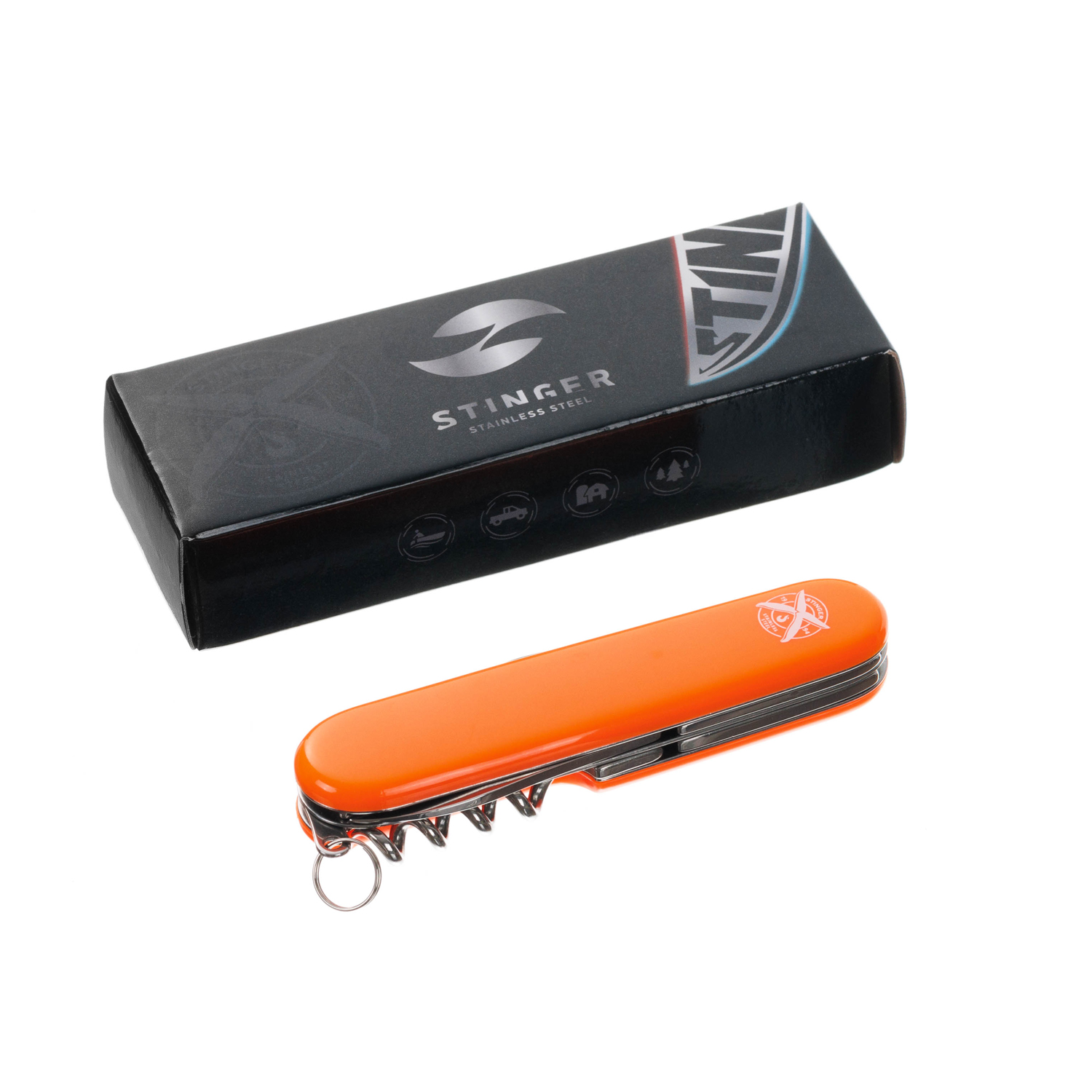 Нож Stinger FK-K5005NH-11F, 90 мм, 11 функций, оранжевый