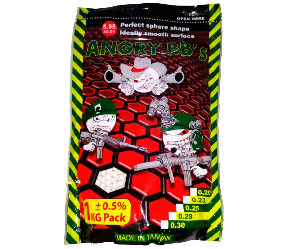 Шарики ANGRY BBs 0,25 (белые, 1кг. пакет)