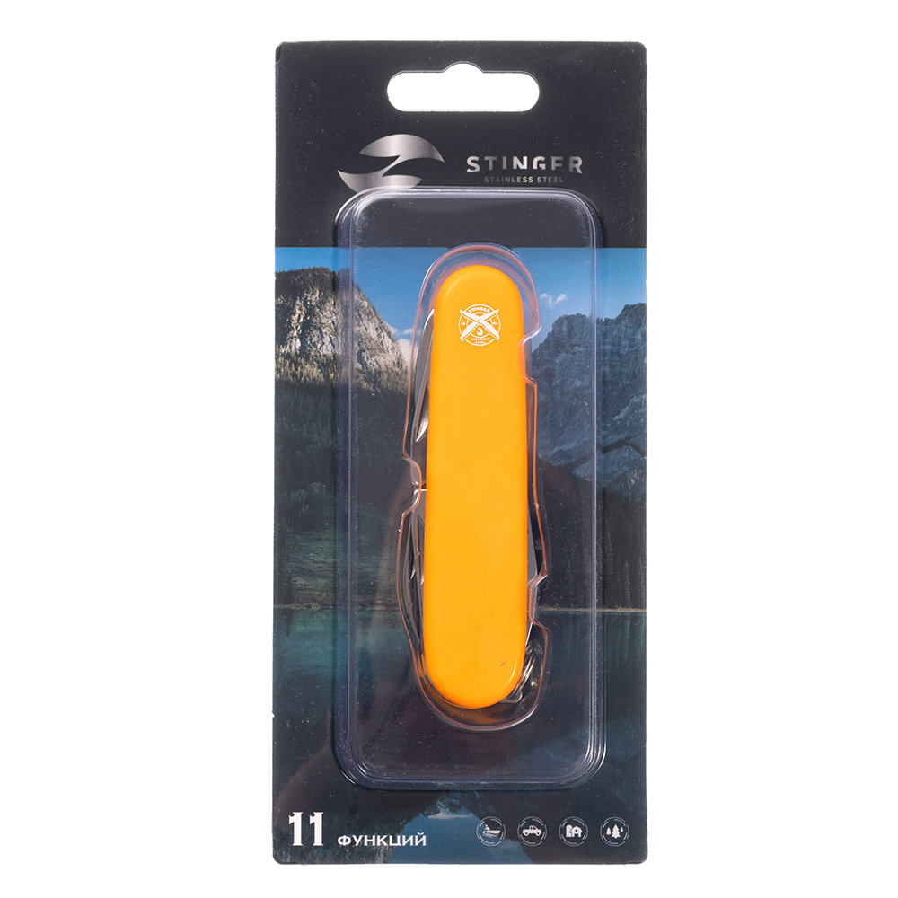 Нож Stinger FK-K5017-6PB 90 мм, 11 функций, оранжевый