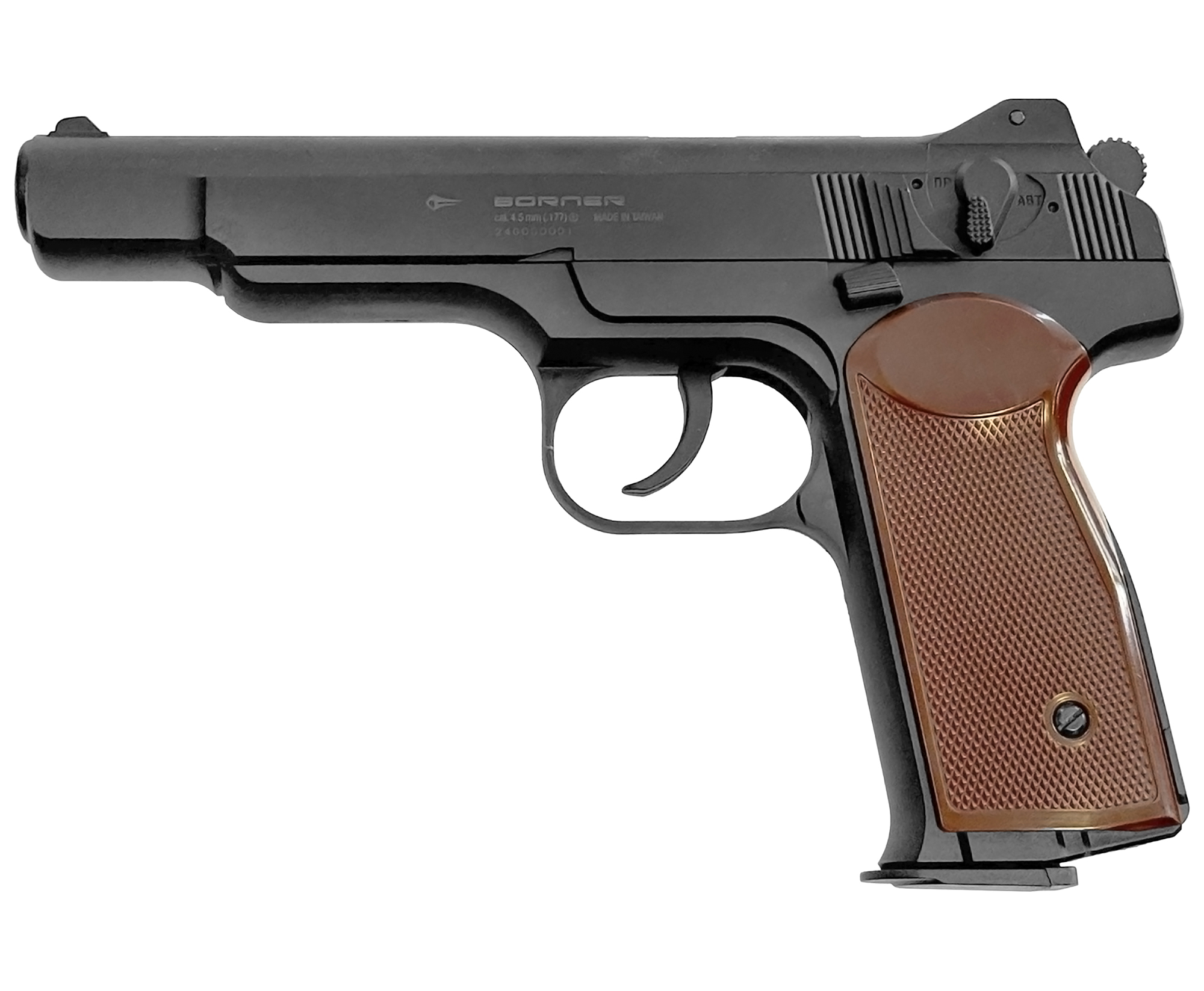 А_Пистолет пневм. Borner APS-S Black, кал. 4,5 мм (пластик)/BBs