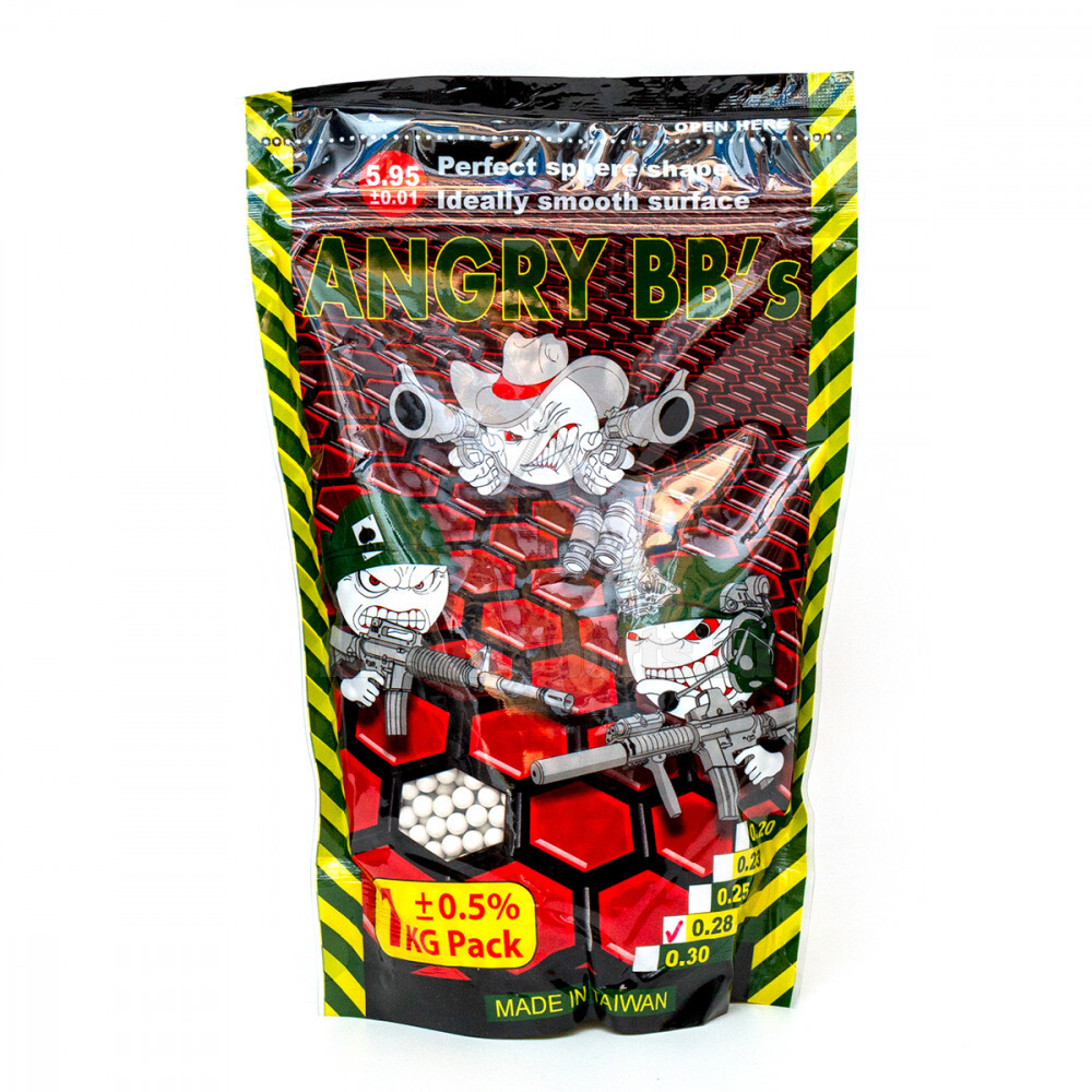 Шарики ANGRY BBs 0,28 (белые, 1кг. пакет)